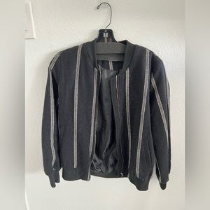 Asos Black Striped Bomber Jacket Size 4